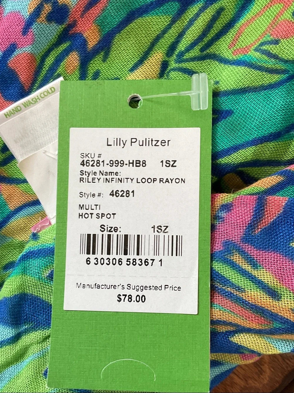 Lilly Pulitzer Tropical Floral Infinity Scarf in Aqua, Blue, Pink & Green